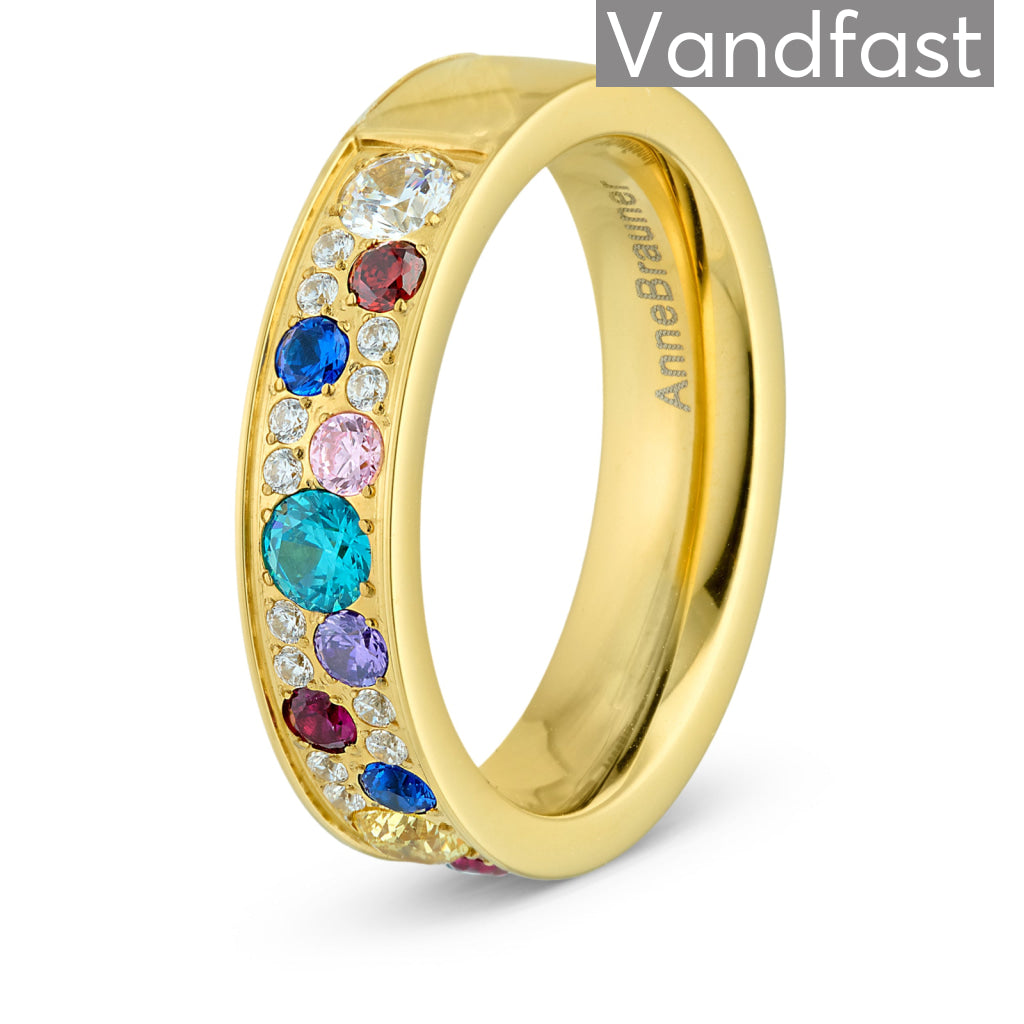 Annebrauner Sparkling Multicolor Ring 18k Guldbelagt - 48