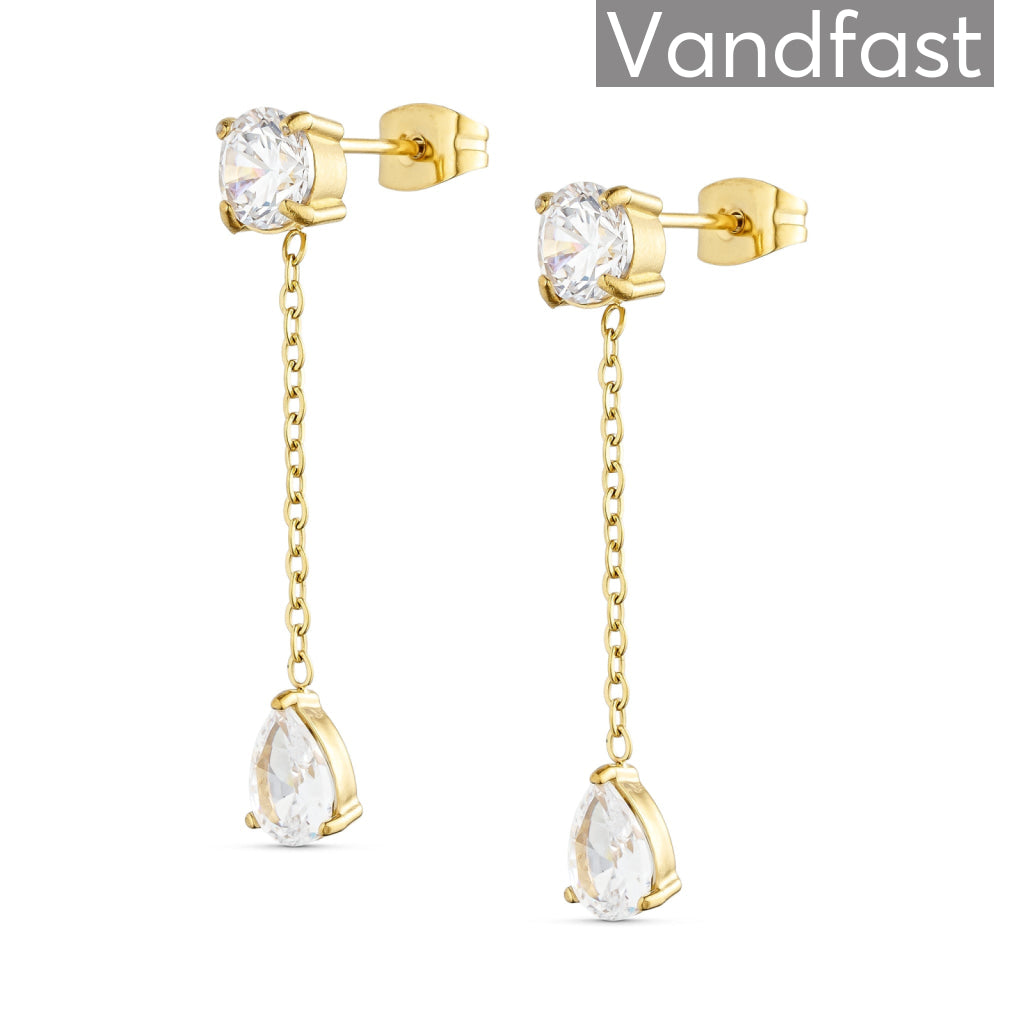Annebrauner Zirconia Chain øreringe 18k Guldbelagt