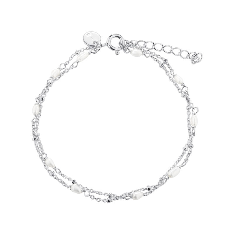 Rice Dot Double Bracelet   Silver