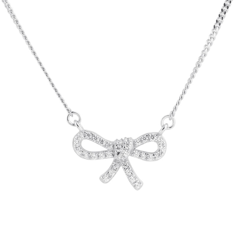 Bow Tie Necklace  Silver