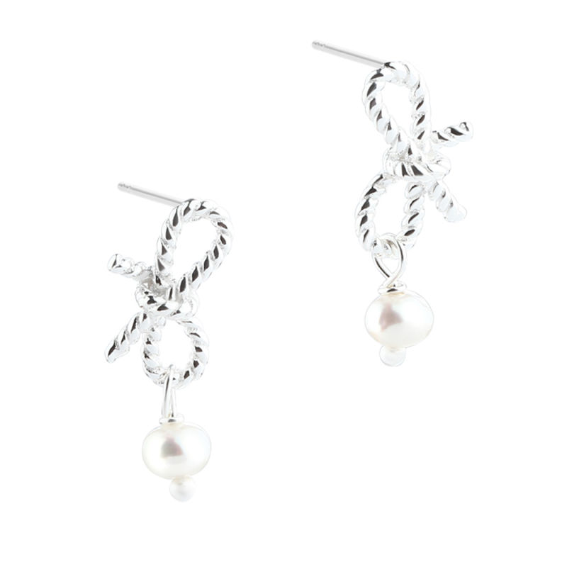 Rope Bow Pearls  Silver