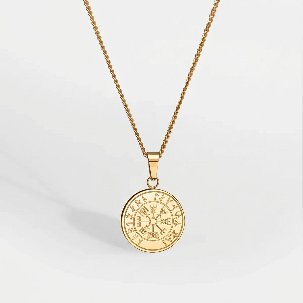 Vegvisir Halskæde - Guldbelagt - 60 Cm - Herre - Northern Legacy