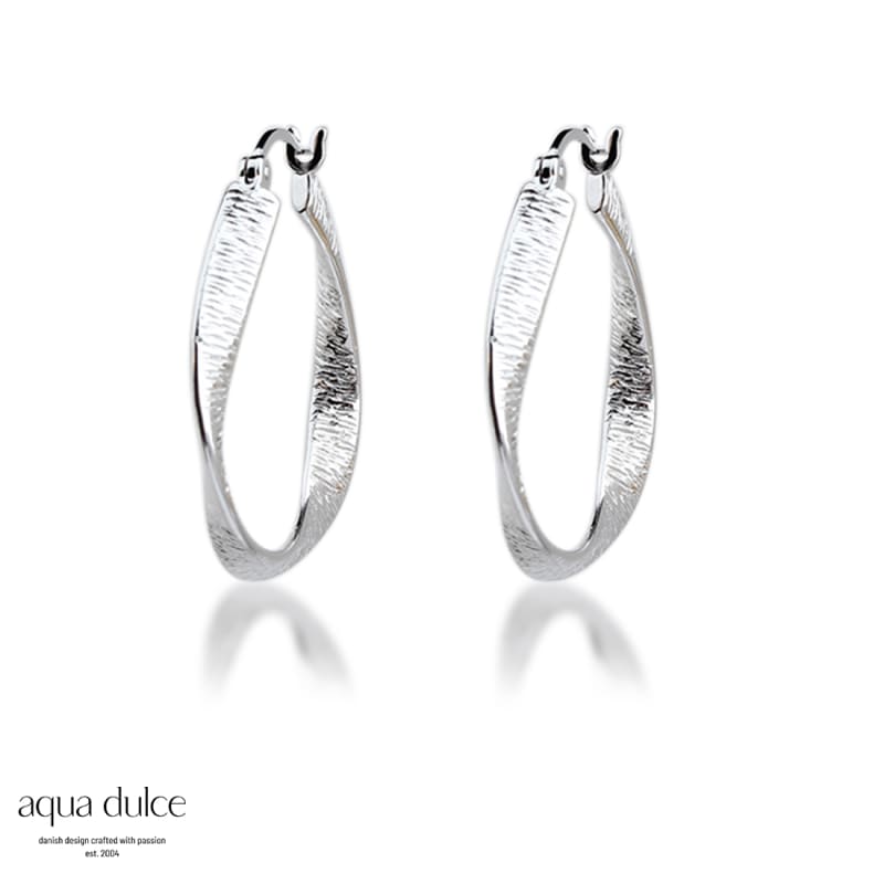 Twisted Lines Hoop  Silver