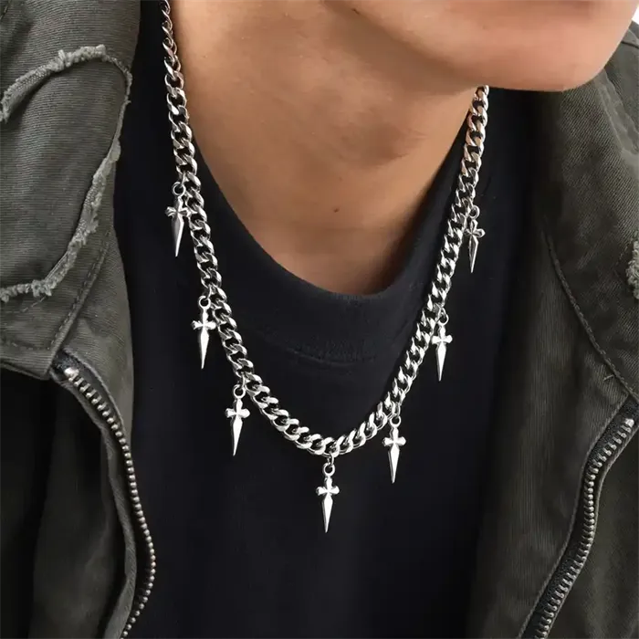 Dagger Chain Halskæde I Rustfrit Stål - 6 Mm 50 Cm