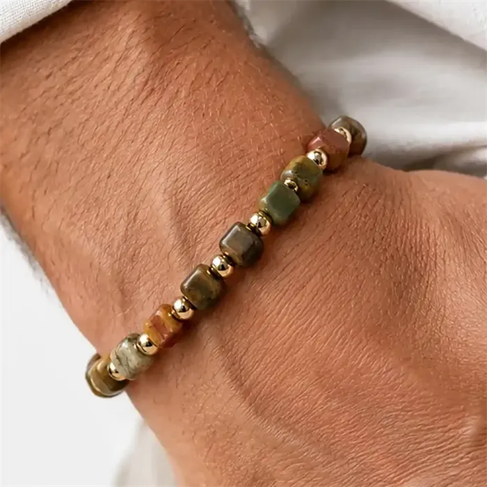 Belluno Terra Herrearmbånd Med Natursten