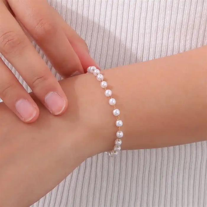 Golden Pearl Bracelet - Elegant Perlearmbånd