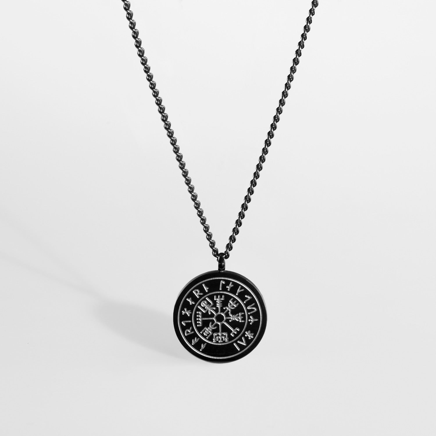 Vegvisir Halskæde Sort - 60 Cm - Herre - Northern Legacy