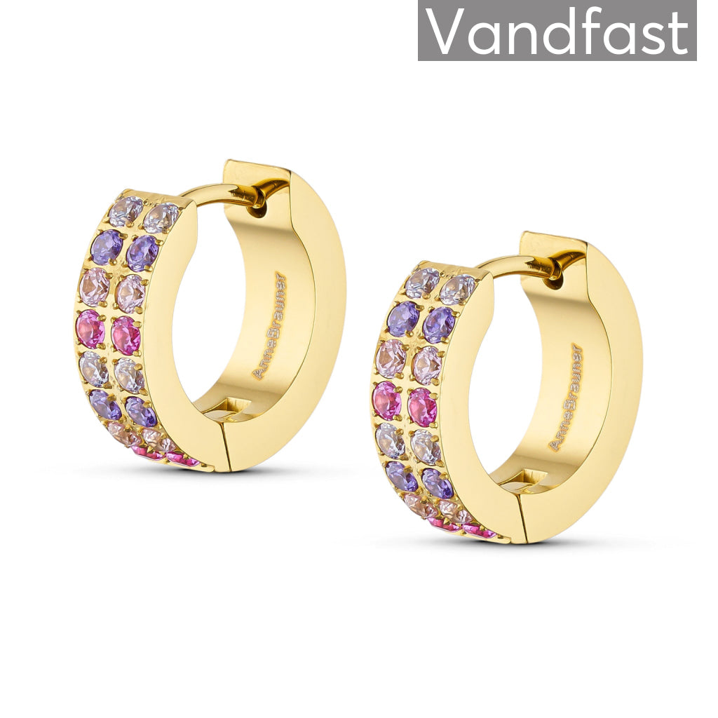 Annebrauner Creole Double Line Roseviolet Mix øreringe 18k Guldbelagt