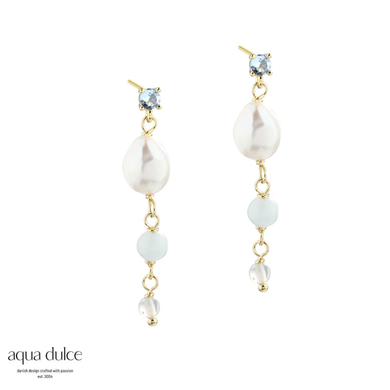 Sky Blue Pearl Earstud  Golden