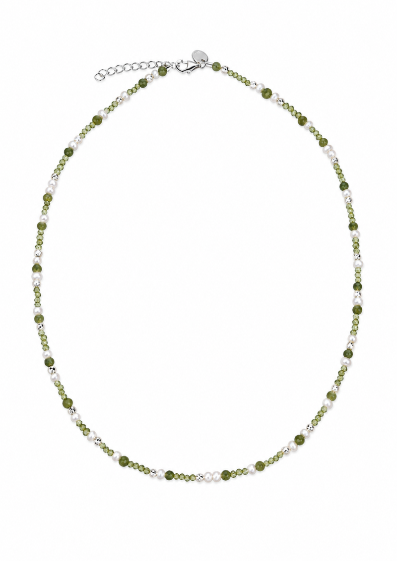Aya Olive Necklace  Silver