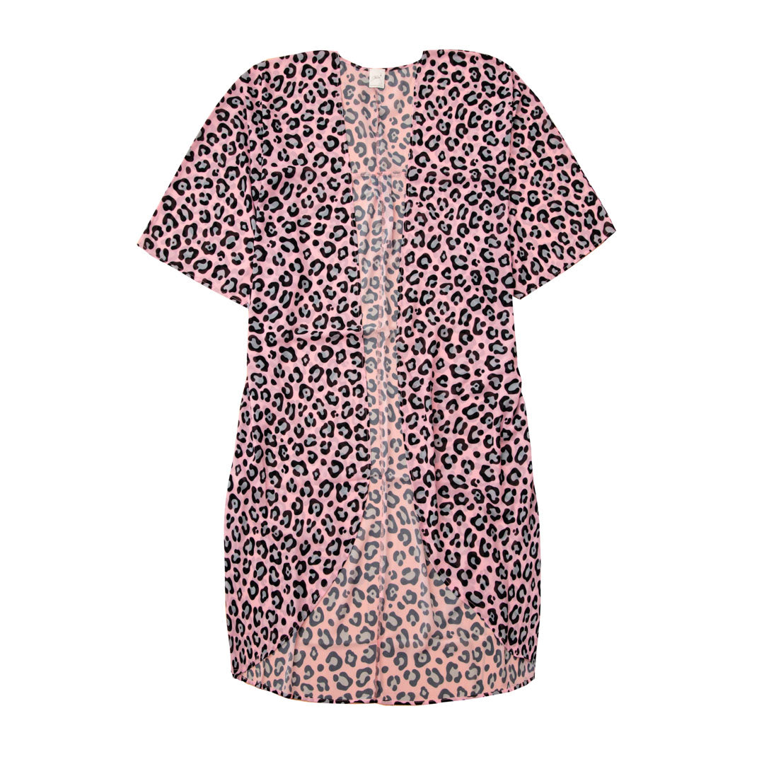 Pink Kimono Breeze Med Leo Mønster - One Size