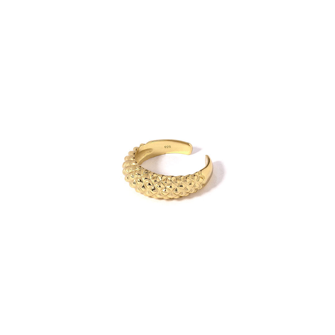 Fingerring Cuff - Weaved - Onesize Regulerbar Størrelse - 18 Karat Forgyldt Sterling Sølv