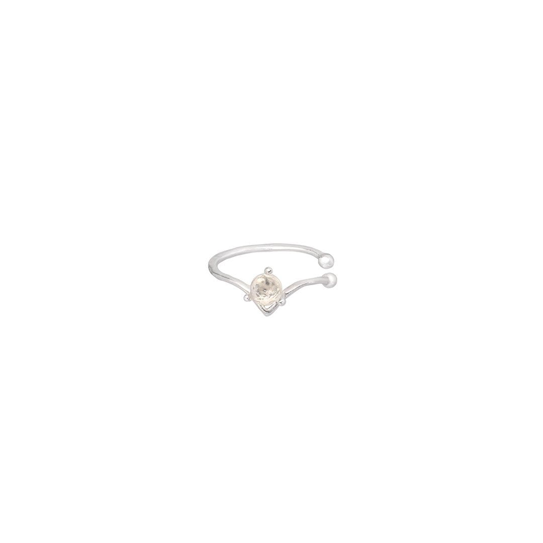 Cuff ørering - Romanticuff - Onesize Regulerbar Størrelse - Sterling Sølv Med Månesten