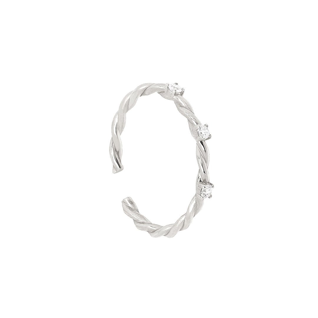 Oversize Cuff  ørering  Fingerring - Twisty - Onesize Regulerbar Størrelse - Sterling Sølv