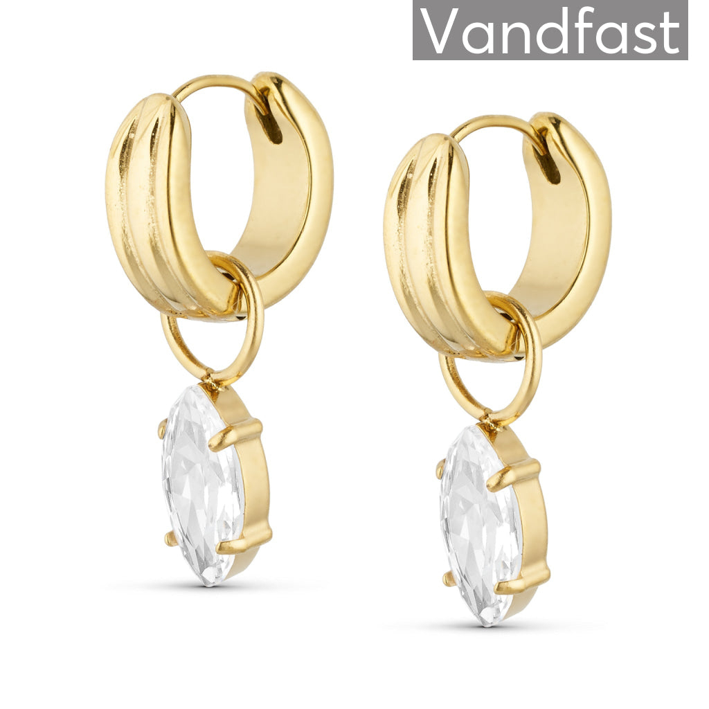 Annebrauner Oval Zirconia Hoop øreringe 18k Guldbelagt