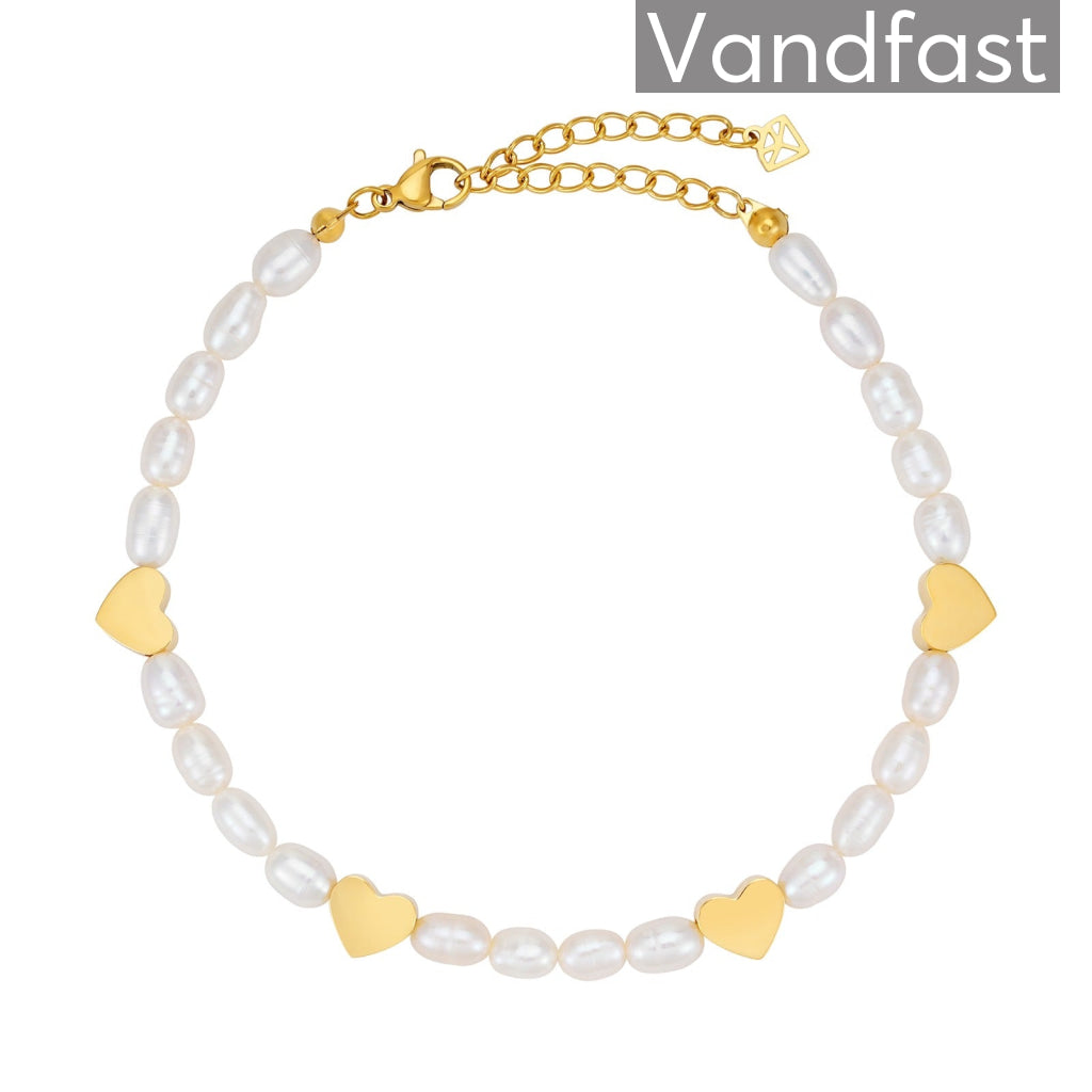 Annebrauner Pearl Love Ankelkæde 18k Guldbelagt