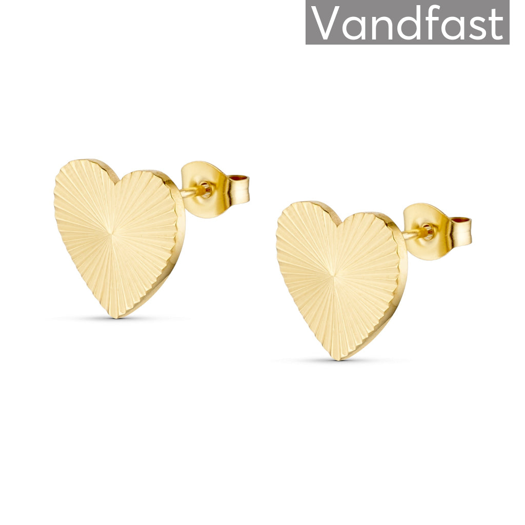 Annebrauner Sun Texture Heart ørestikker 18k Guldbelagt