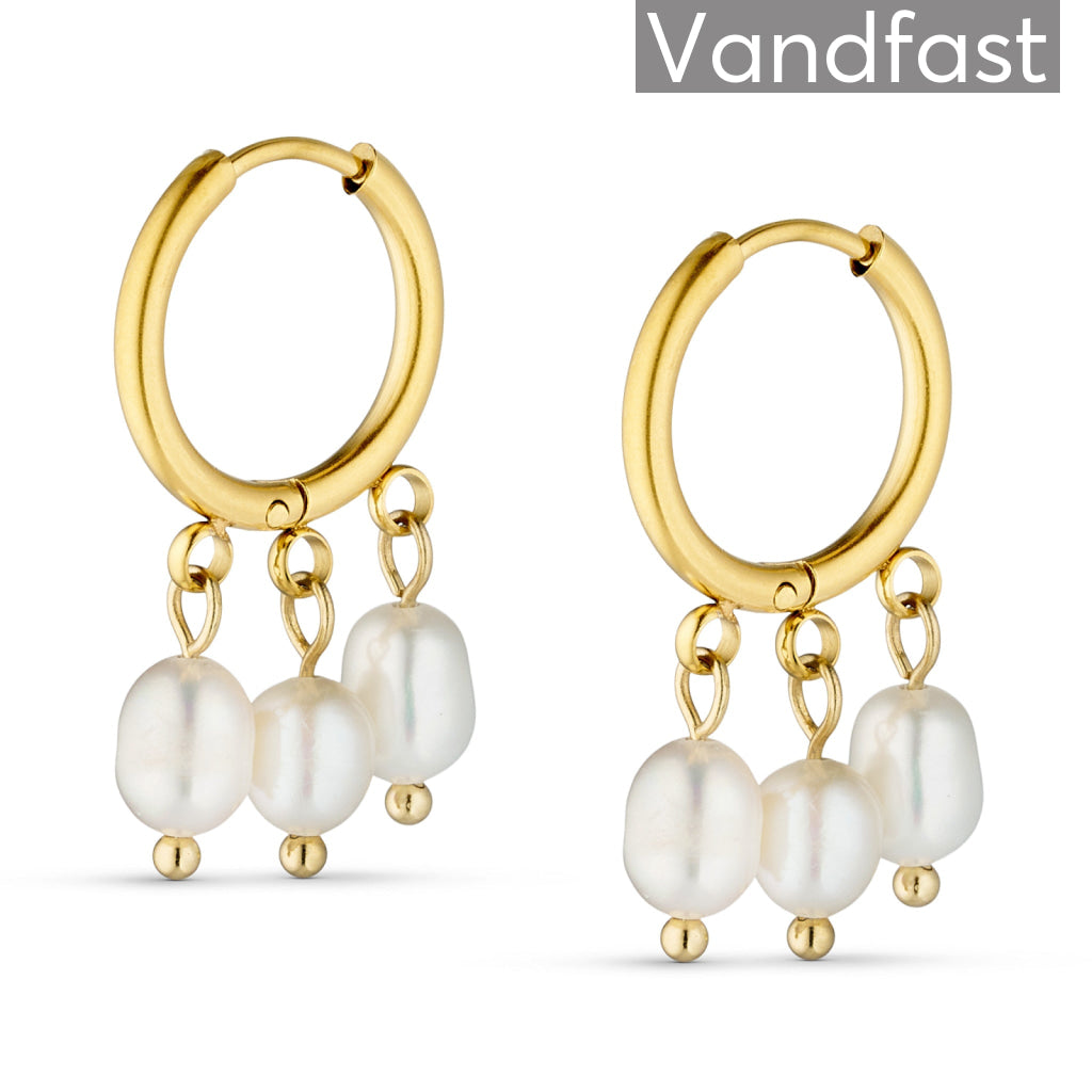 Annebrauner Triple Pearl øreringe 18k Guldbelagt