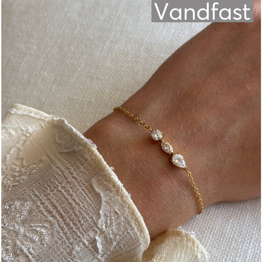 Annebrauner Triple Zirconia Armbånd 18k Guldbelagt
