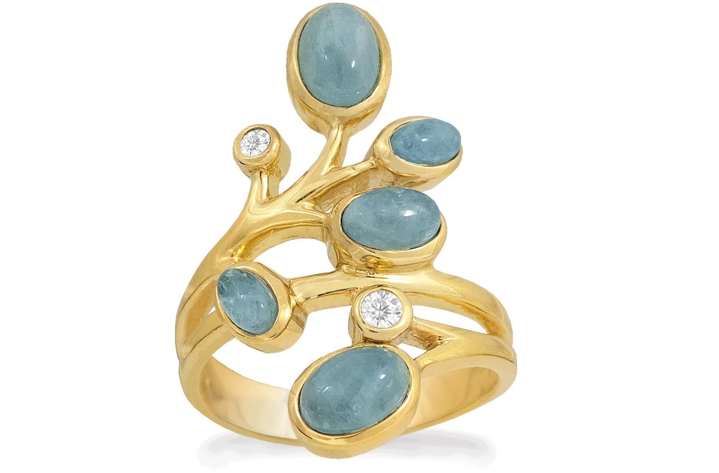 Rabinovich - Ring Forgyldt Med Aquamarin - Azure - Størrelse 52