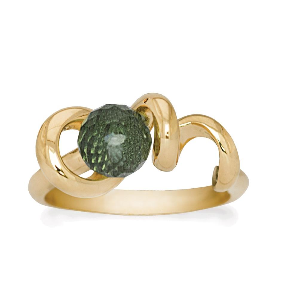 Rabinovich - Ring Med Grøn Kvarts Sten Forgyldt - Soft Line - Størrelse 51