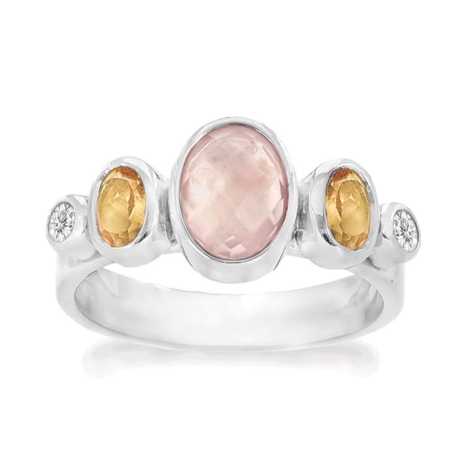 Rabinovich - Sølv Ring Med Rosenkvarts - Prism - Størrelse 51