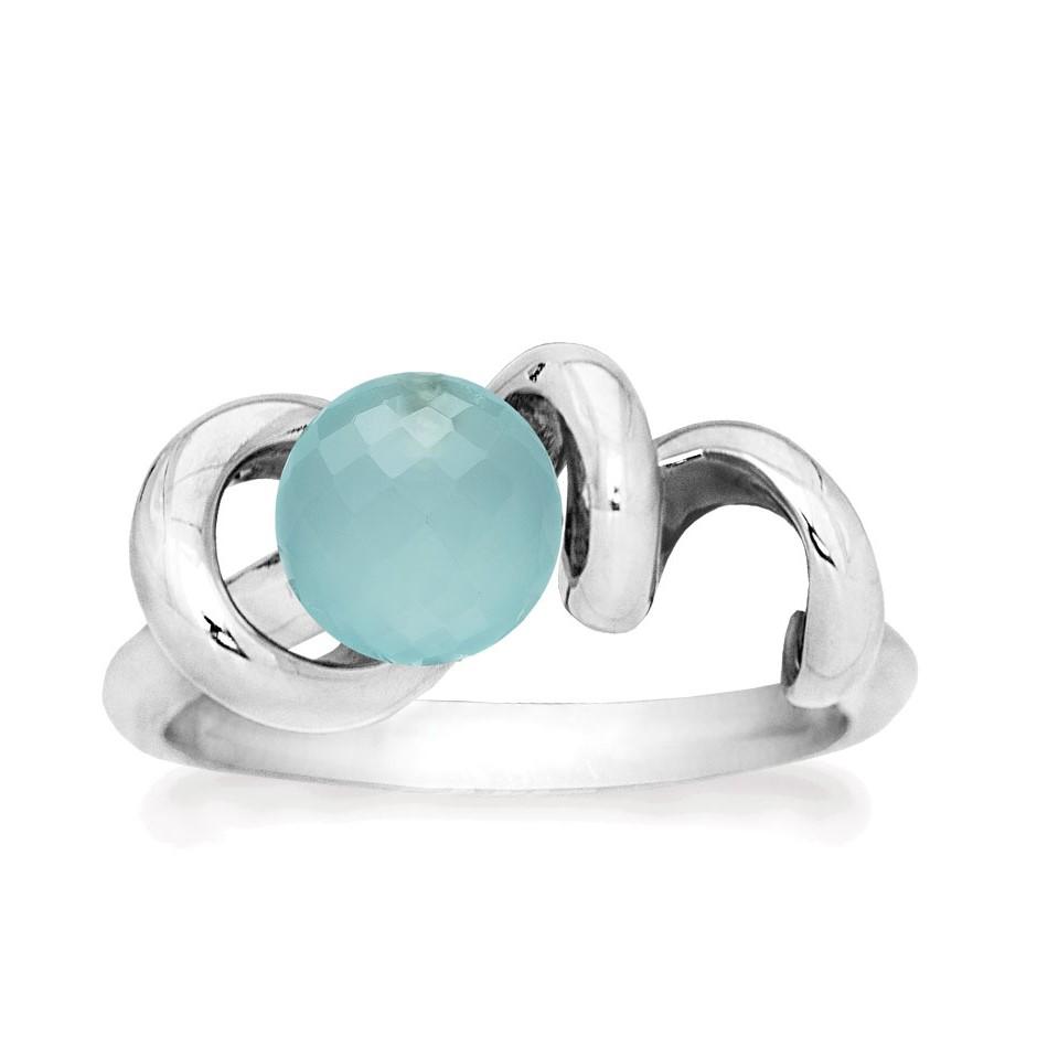 Rabinovich - Sølv Ring Med Sten Calcedon - Soft Line - Størrelse 51