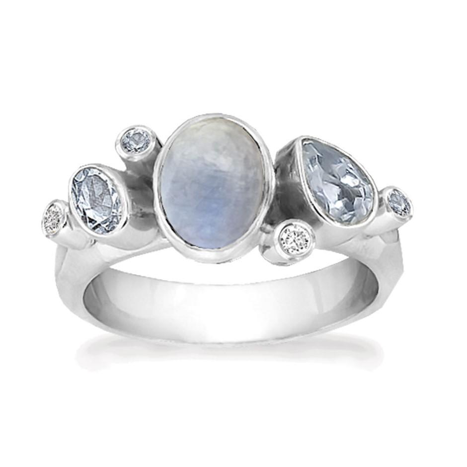 Rabinovich - Sølv Ring Med Sten - Blue Moon - Størrelse 53