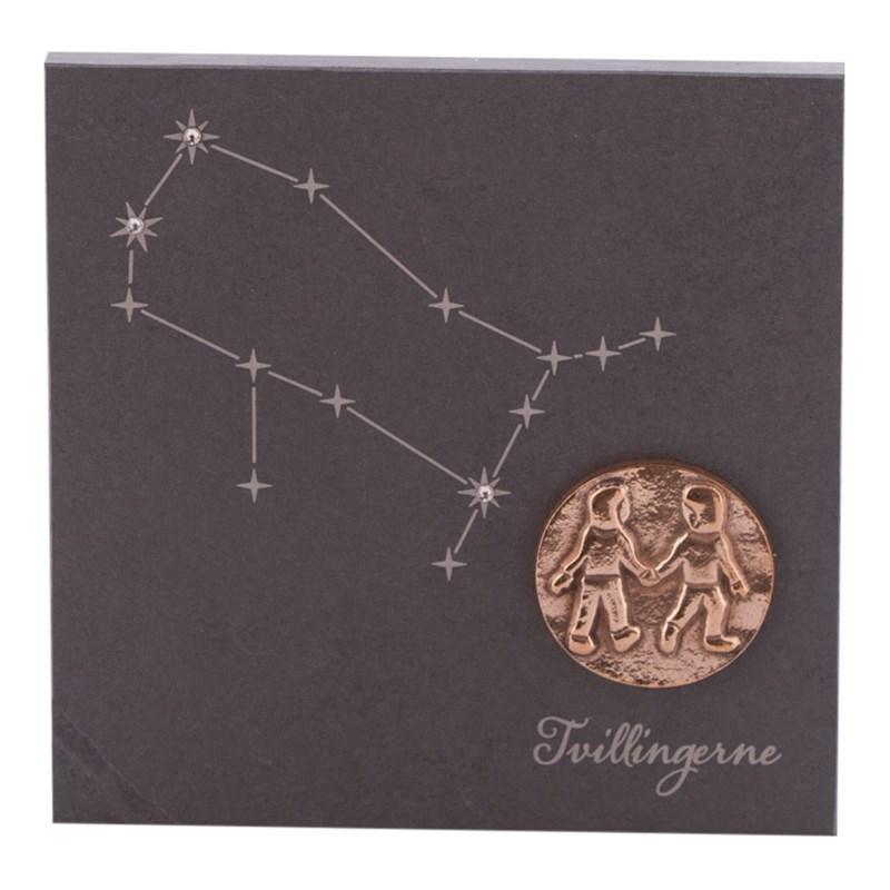 Stjernetegn 145 X 145 Cm Billede 399- Kr Skifer Bronze Swarovski Krystaller Alletiders Gaveide - Stjernetegn Tvilling 2205-2106