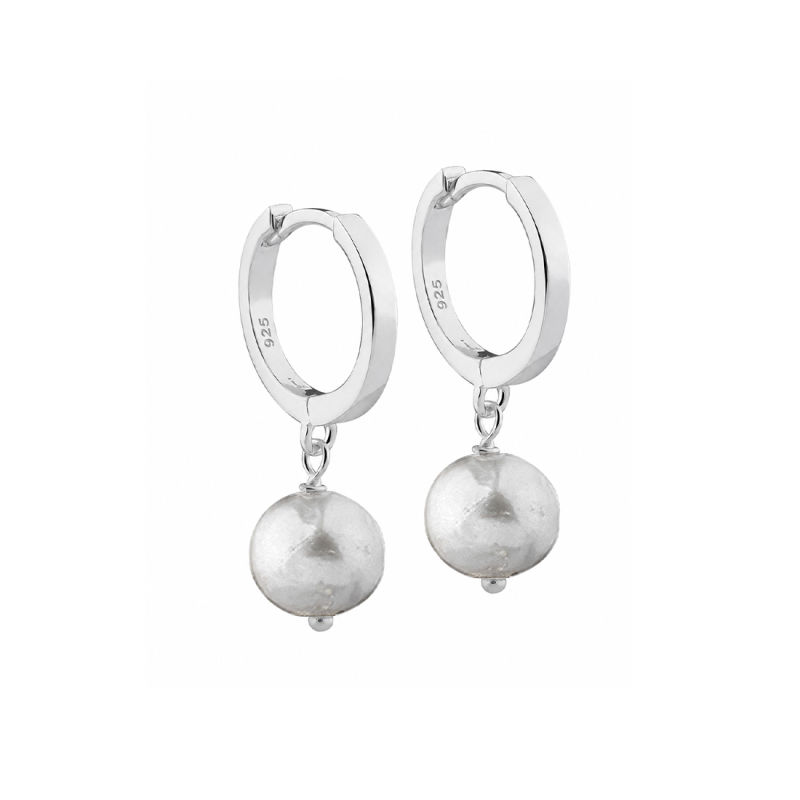 Whisper Pearl Hoop  Silver