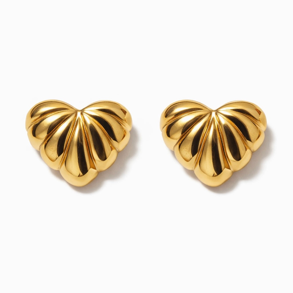 øreringesæt - Heartshell - 18 Karat Forgyldning