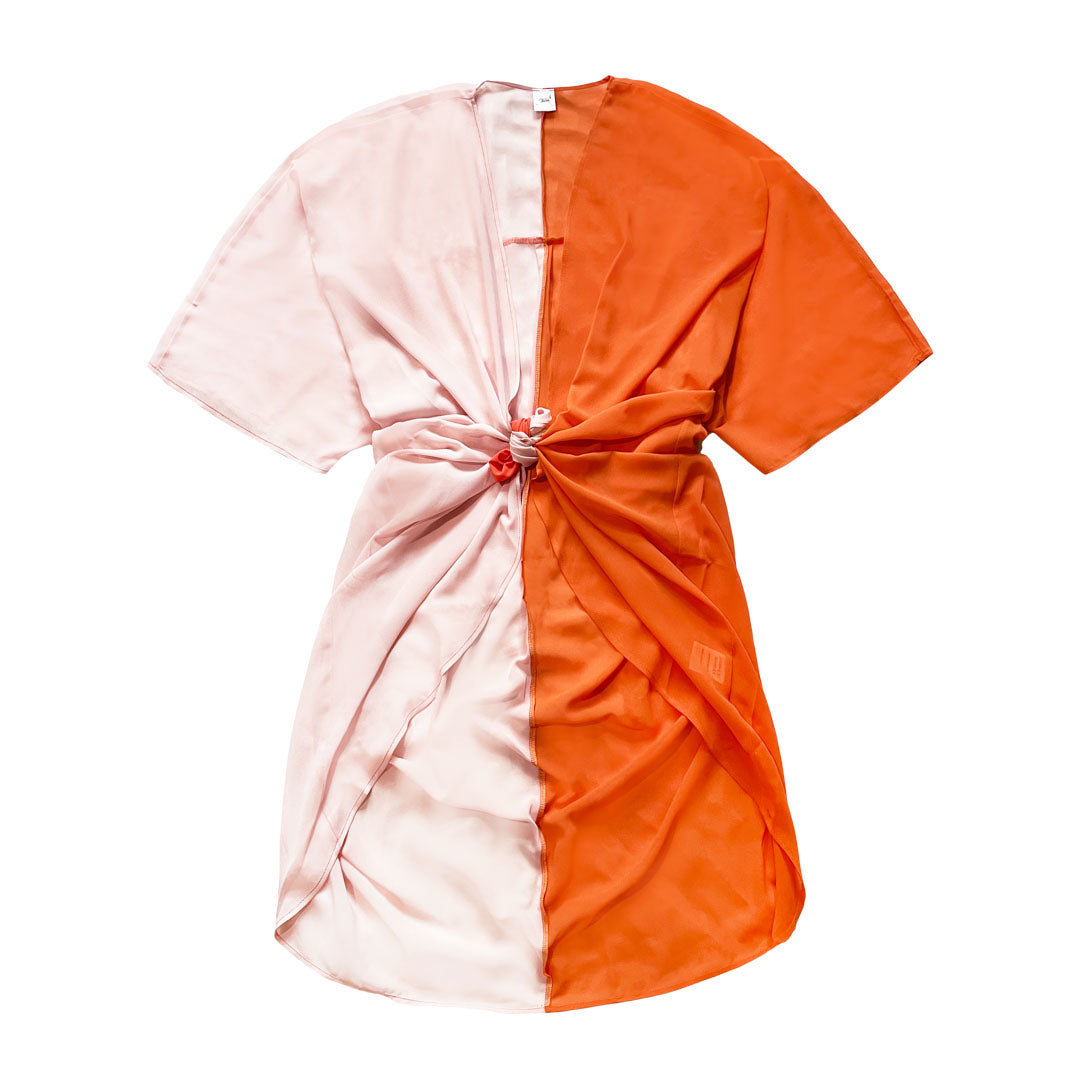 Tofarvet Kimono I Abrikos Og Pudder Breeze - One Size