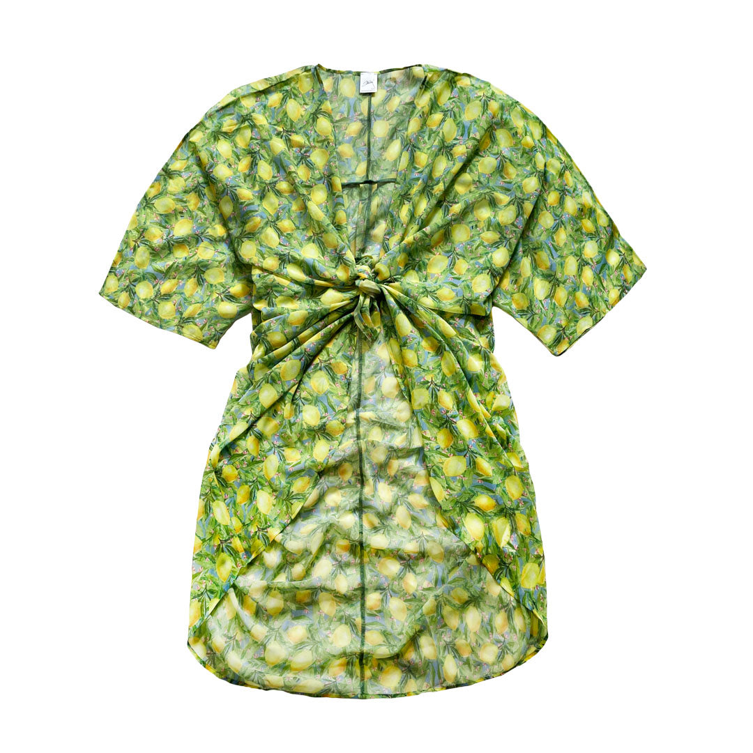 Lemon Tryk Kimono Breeze Med Lime  Lemon Print  - One Size