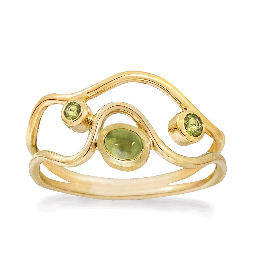 Rabinovich - Guldring Med Grønne Sten - Delicate - Størrelse 51
