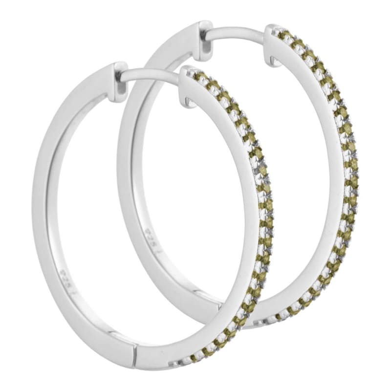 Ronja - 25 Mm Creoler I Sterling Sølv Med Oliven Zirkonia