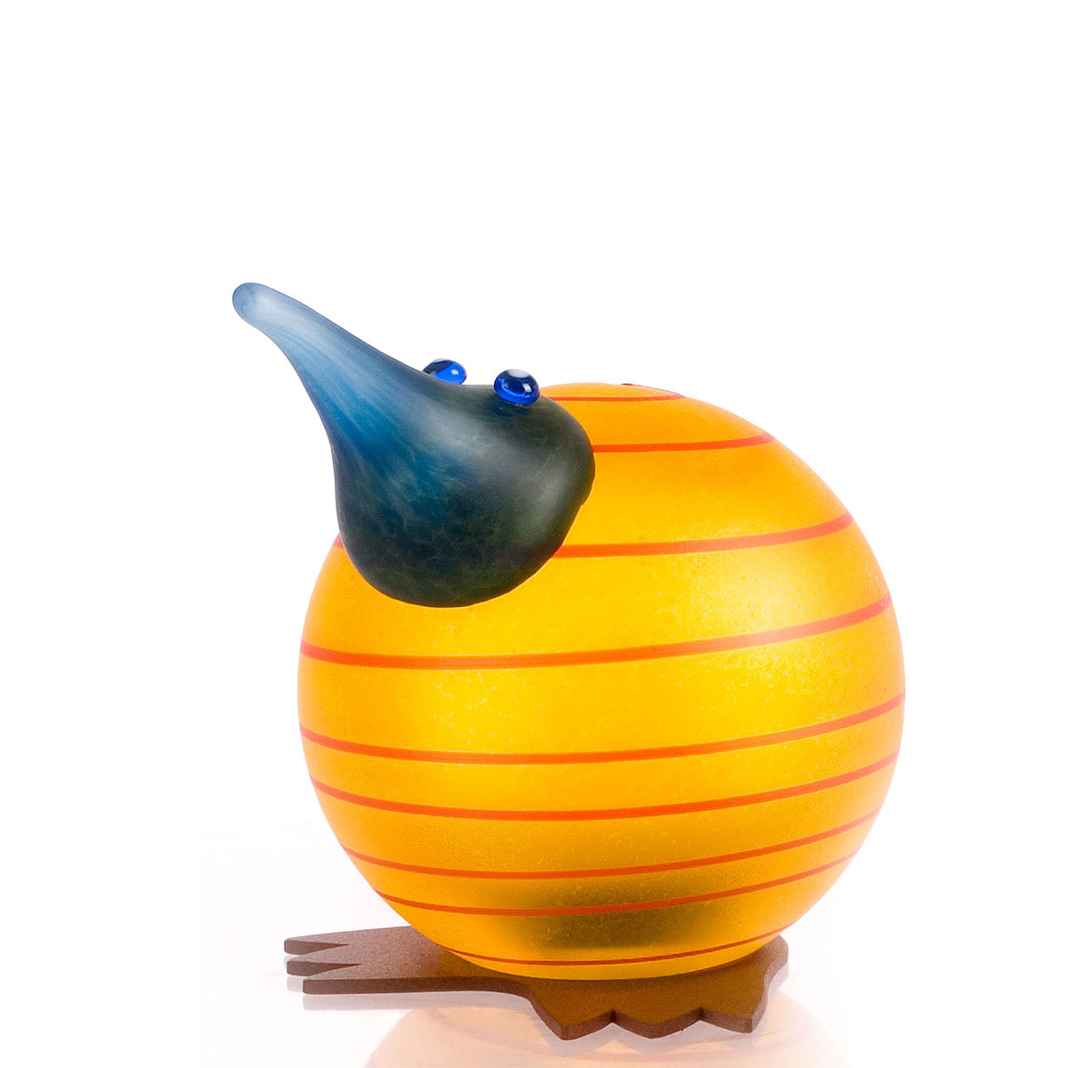 Glaskunst Kiwi Fugl I Gul Sjov Og Flot Kunst Til Dekoration Og Glæde Fra Borowski