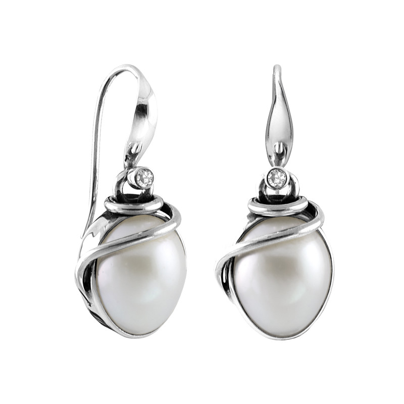 Rabinovich øreringe 11 Mm Hvid Ferskvandsperle Fra Serien Majestic White