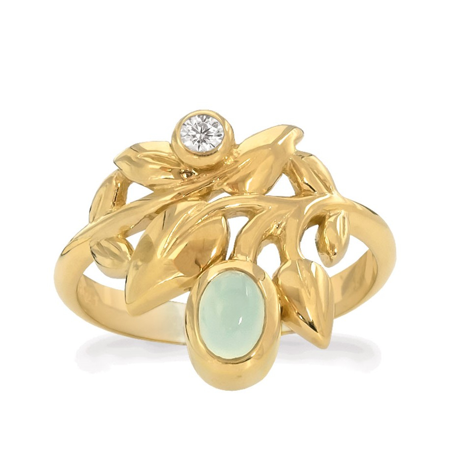 Rabinovich - Forgyldt Ring Med Calcedon - Vitality - Størrelse 51