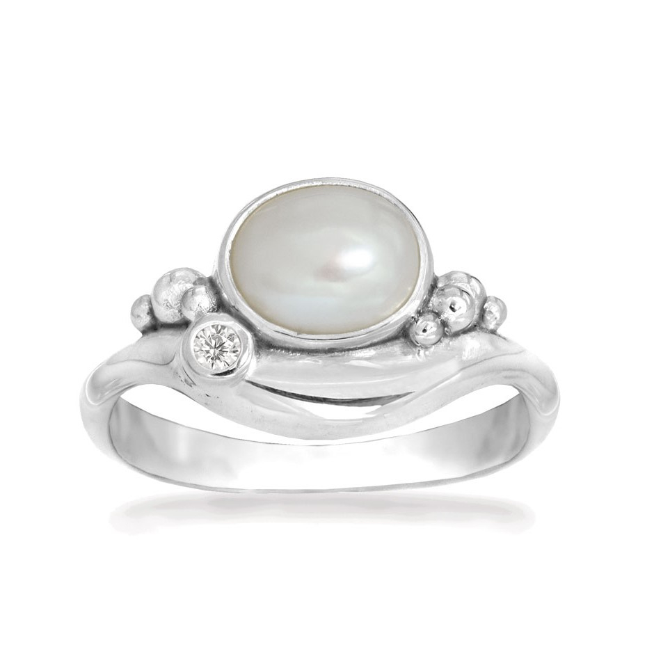 Rabinovich - Sølv Ring Med Hvid Perle - Pleasant Pearl - Størrelse 51