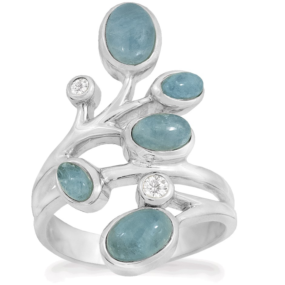 Rabinovich - Sølv Ring Med Aquamarin - Azure - Størrelse 52