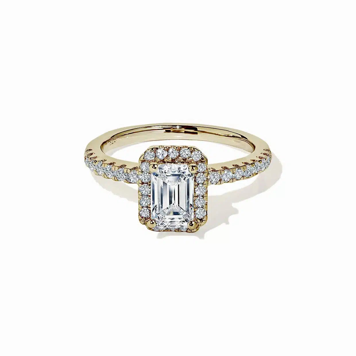 Oxford Klassisk Radiant Halo Ring Med Sten I Forgyldt Sterlingsølv - 48