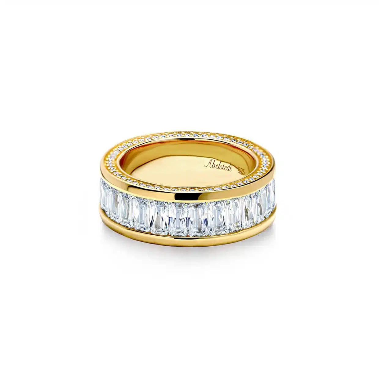 Oxford Emerald Eternity Ring Med Sidesten I Forgyldt Sterlingsølv - 48