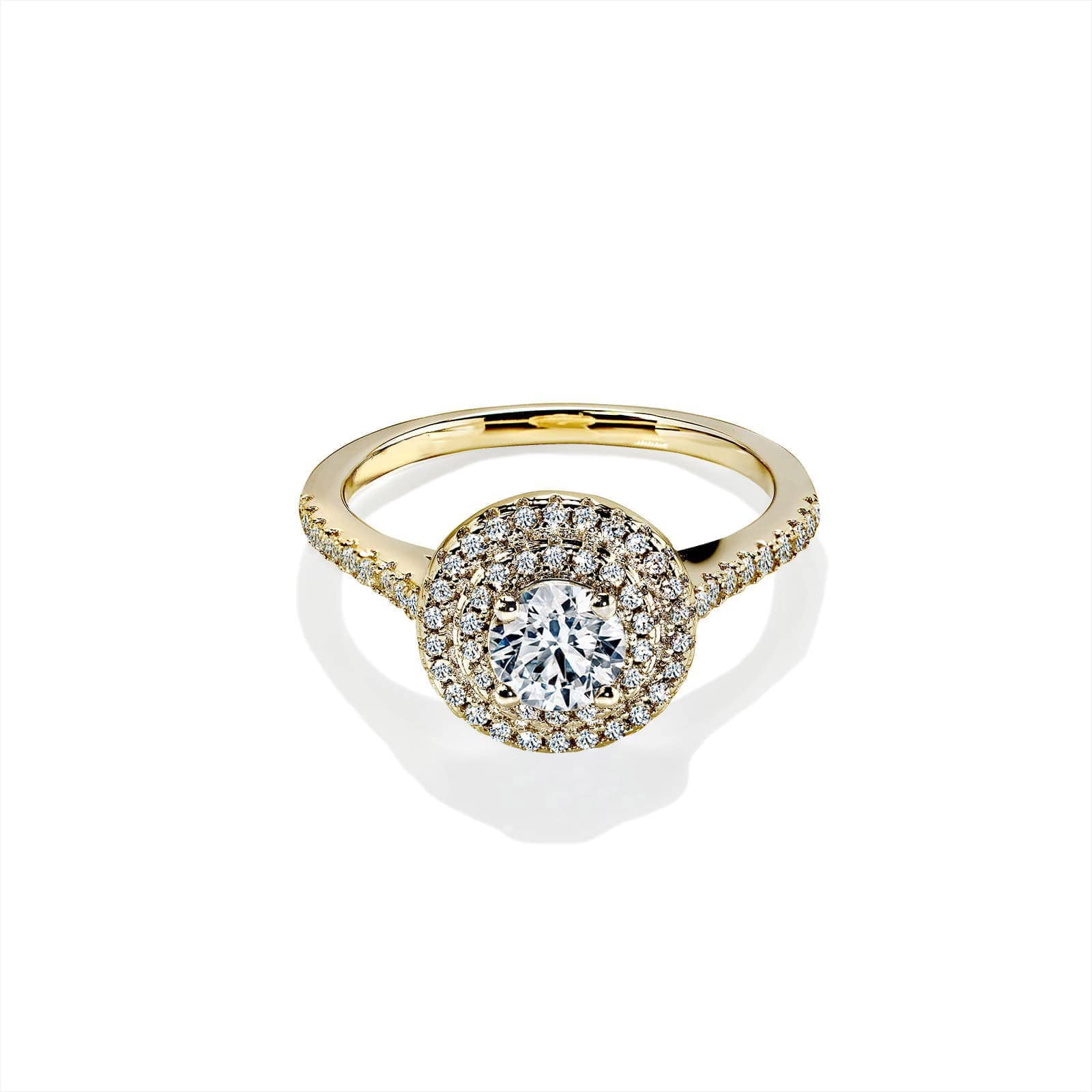 Isadora Rund Safir Forlovelsesring Med Dobbelt Diamant Halo I Guld - 14k Guld 66