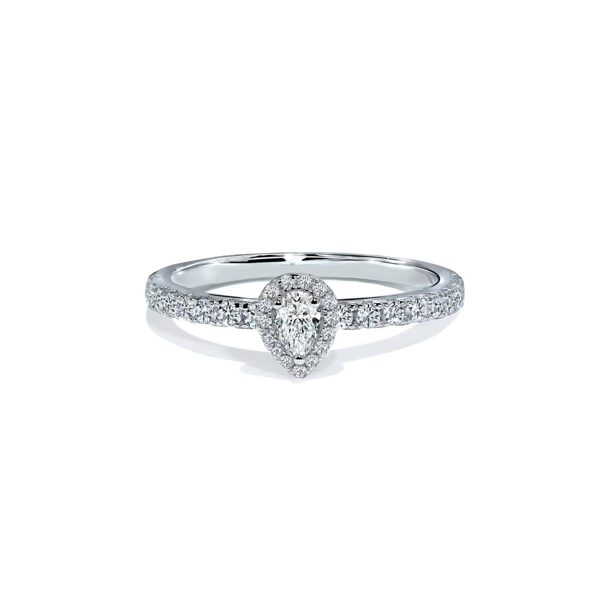 Venedig Pæreformet Halo Diamant Forlovelsesring - 14k Guld  66