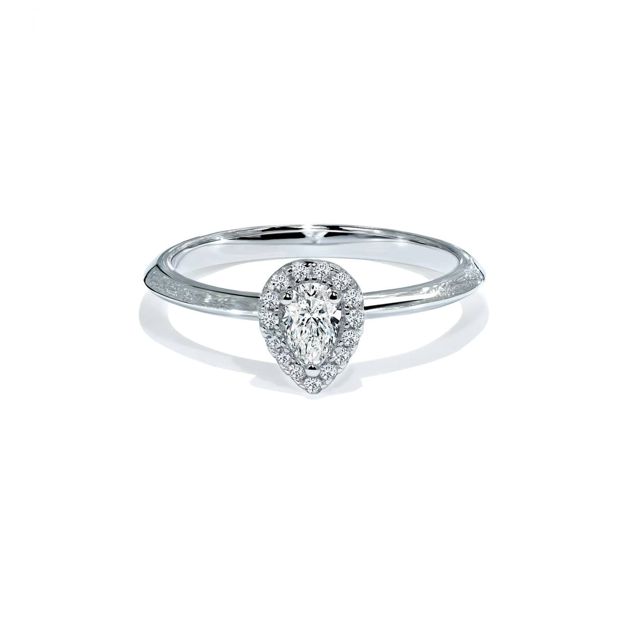 Milano Pæreformet Diamant Forlovelsesring Med Diamant Halo - 14k Guld 66