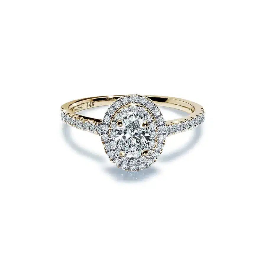 Valentina Oval Diamant Halo Forlovelsesring Med Hvid Safir - 14k Guld  66
