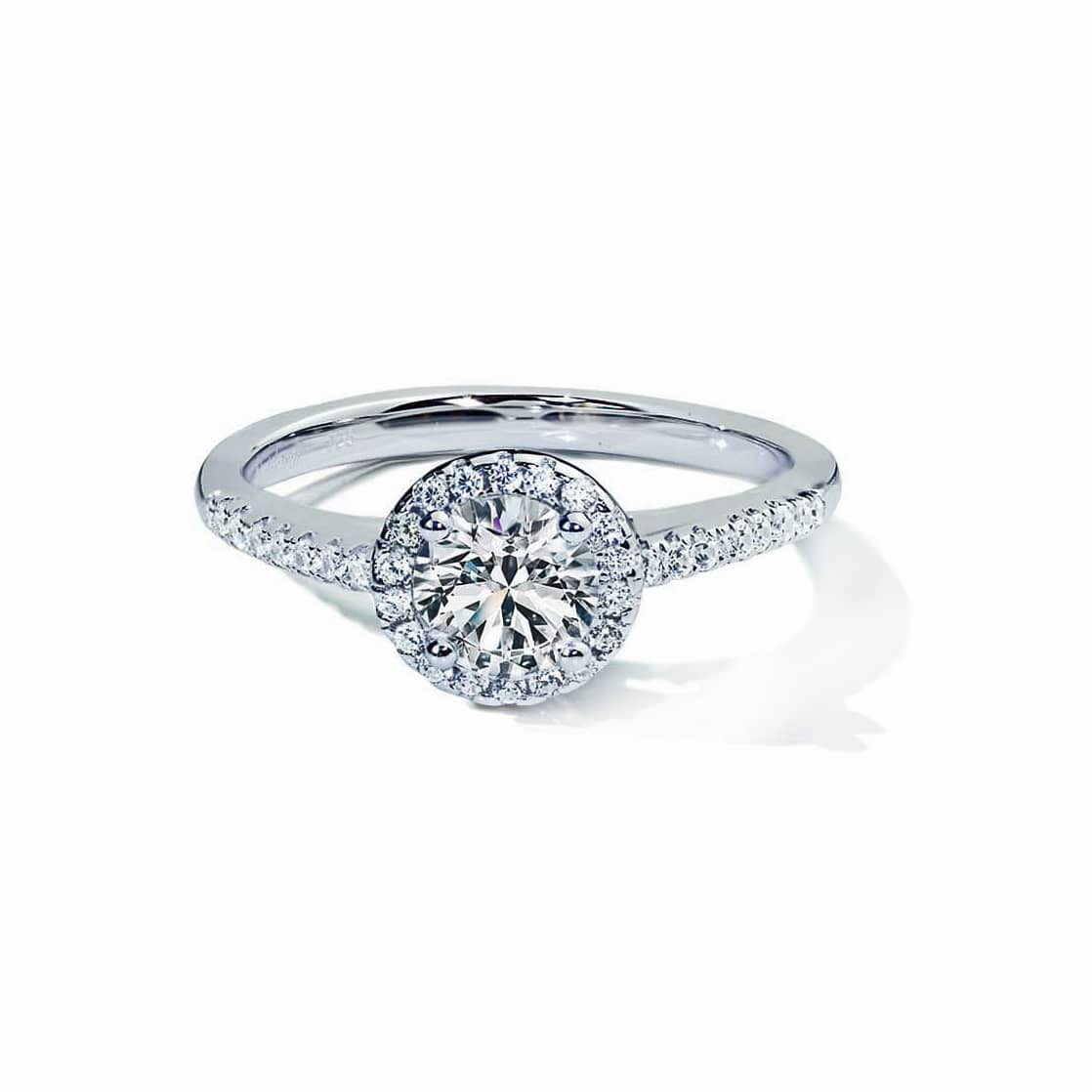 Casanova Forlovelsesring Med Hvid Rund Safir Og Diamant Halo - 14k Guld 66