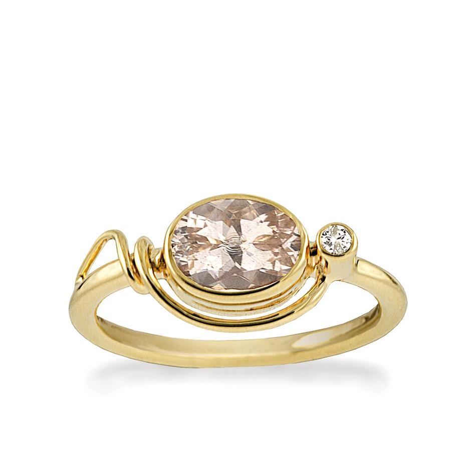 Guldring Med ædelsten Morganite Og Hvid Topas