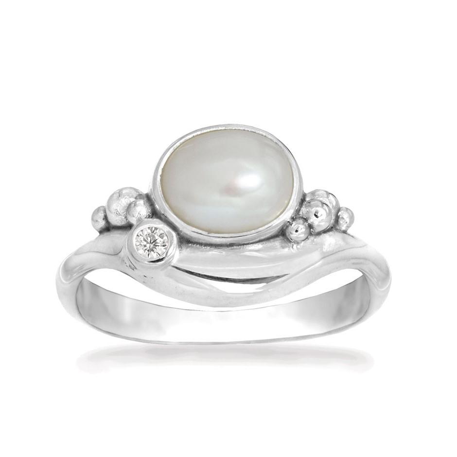 Rabinovich - Sølv Ring Med Hvid Perle - Pleasant Pearl - Størrelse 51
